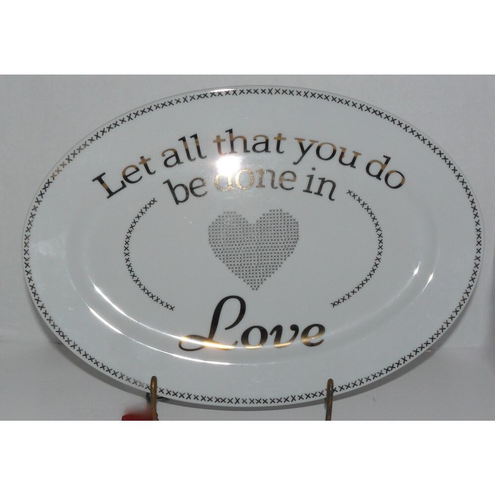 Inspirational Oval Plate  "Let All That You Do Be Done In Love" 10 Strawberry St